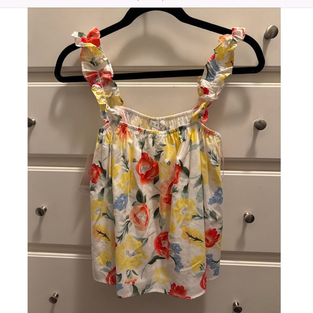 Floral Ruffle Strap Tank New with Tags